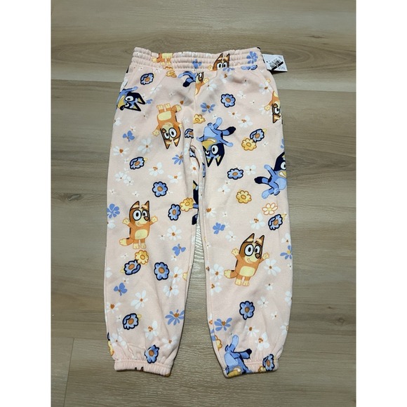 Bluey Bingo Toddler Sweatpants 3T NWT Pink Floral Joggers Bluey Pants - Picture 2 of 7
